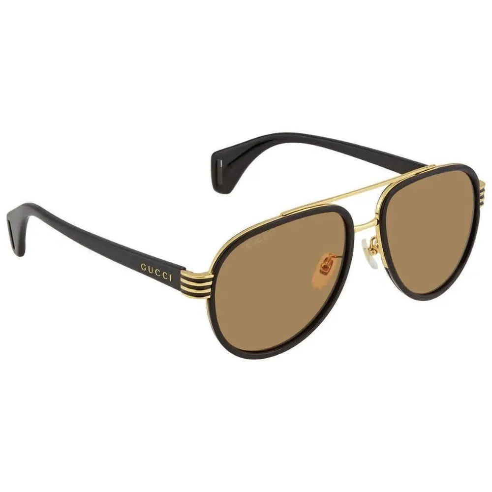NEW Gucci Black and Gold Aviator Men's Sunglasses